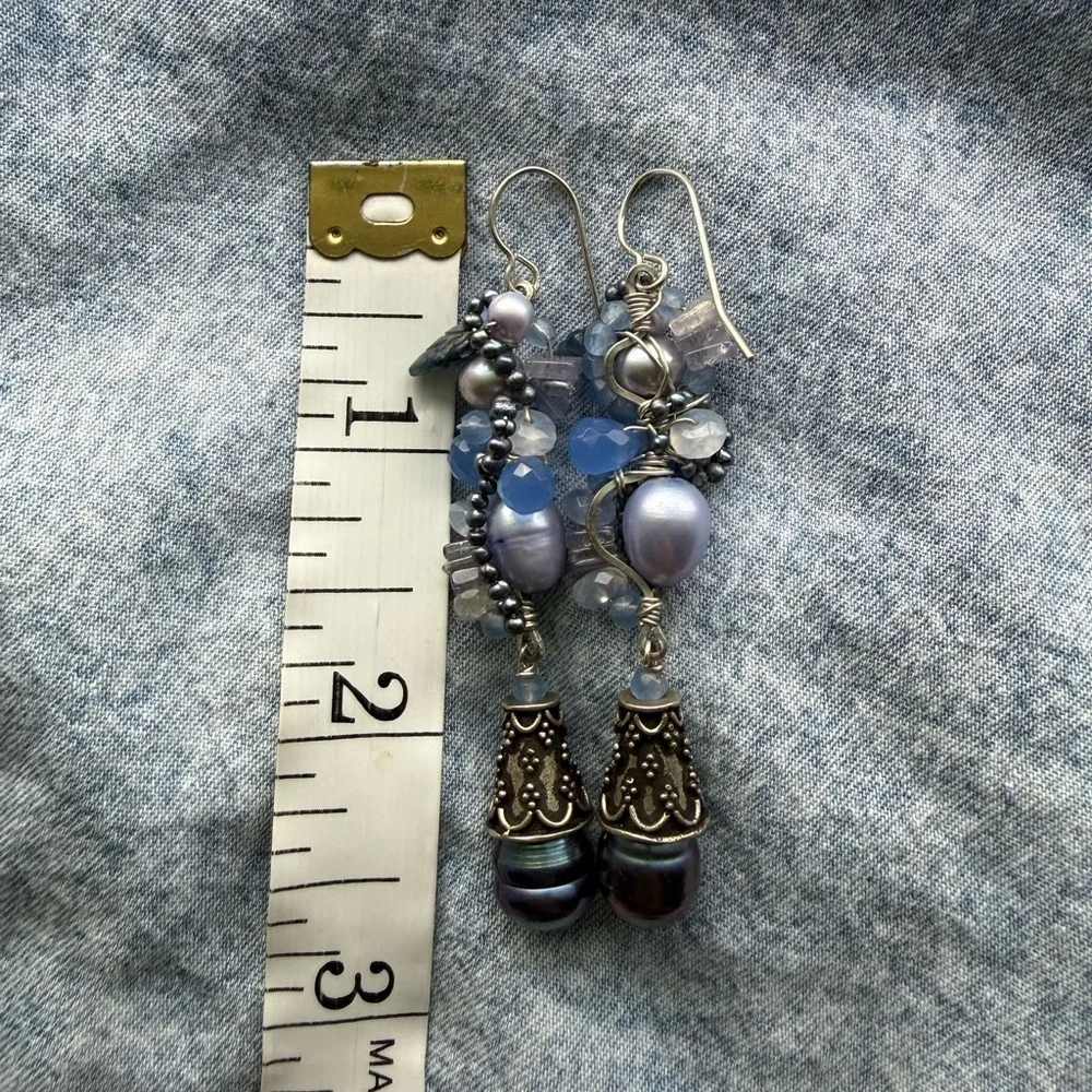 Elegant Silver and Purple Dangle Earrings